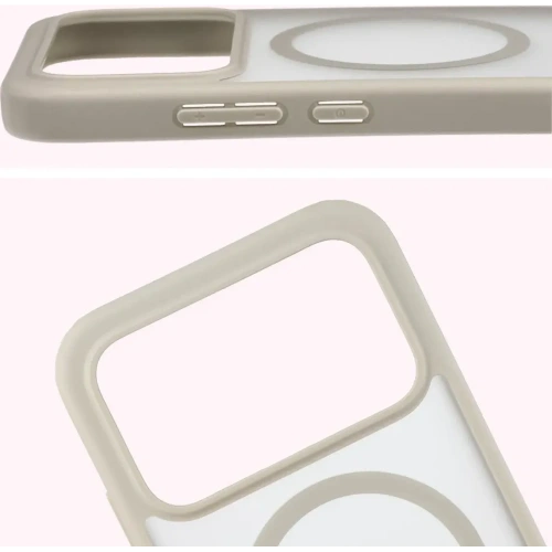 Etui z pierścieniem magnetycznym Bizon Case MatteO do Xiaomi POCO F8 Pro przydymione-beżowe